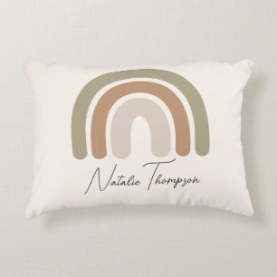 Modern stylish monogrammed rainbow pink pastel  decorative cushion