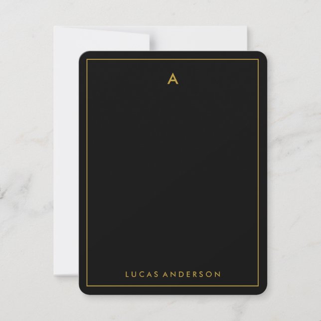 Modern Stylish Monogrammed Stationery Note Card (Front)