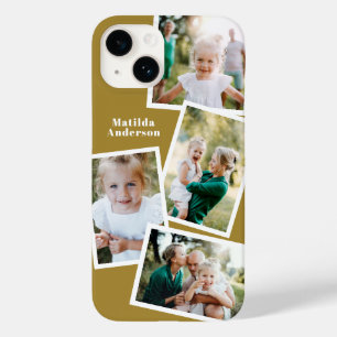 Modern stylish multi photo family mustard elegant Case-Mate iPhone 14 case