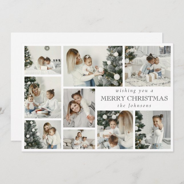 Modern Stylish Multi Photo Grid Holiday Card (Front/Back)