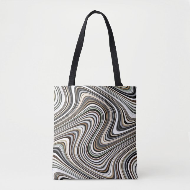 Modern Stylish Multicolor Curvy Lines Tote Bag (Front)