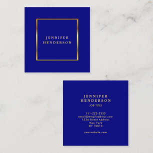 Modern stylish navy blue gold professional square business card