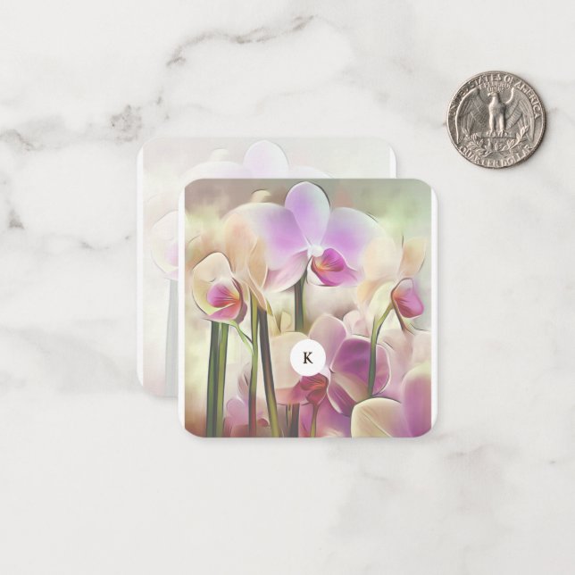 Modern Stylish Orchids | Add Your Initial Card (Front/Back In Situ)