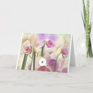 Modern Stylish Orchids   Add Your Initial Note Card