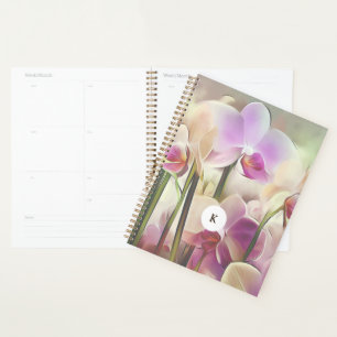 Modern Stylish Orchids Add Your Initial Planner
