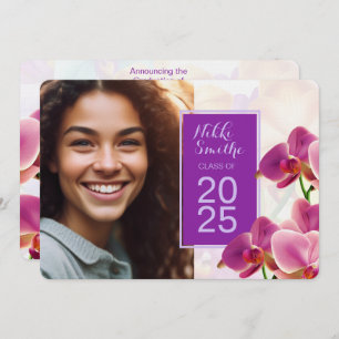 Modern Stylish Orchids Graduation Invitation