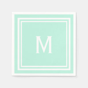 Modern Stylish Pale Mint Green Monogram Napkin