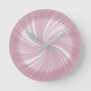 Modern Stylish Pale Rose Pink Radiant Twirl Style Round Clock