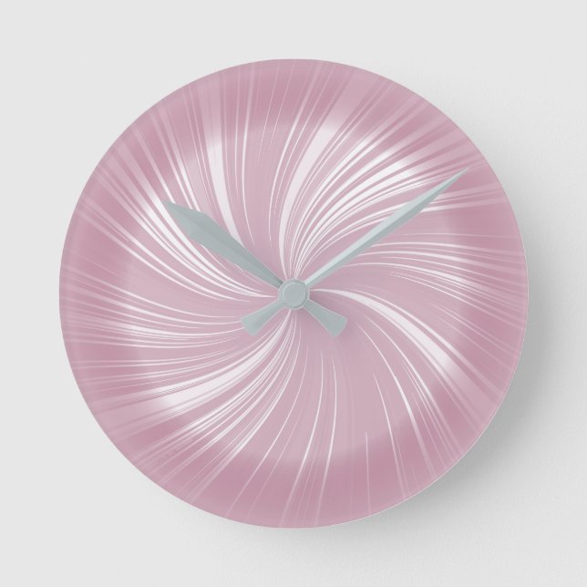 Modern Stylish Pale Rose Pink Radiant Twirl Style Round Clock (Front)