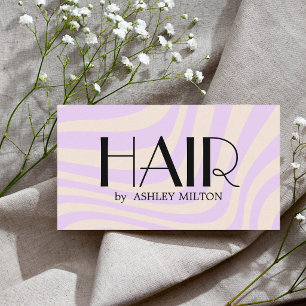 Modern Stylish Pastel Purple Abstract Bold Hair Business Card