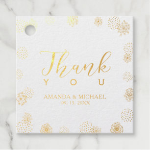 Modern Stylish Pattern Gold Foil Wedding Thank you Favour Tags