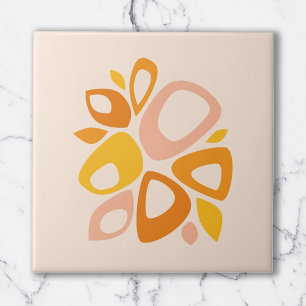 Modern Stylish Peach Marigold Yellow Abstract Tile