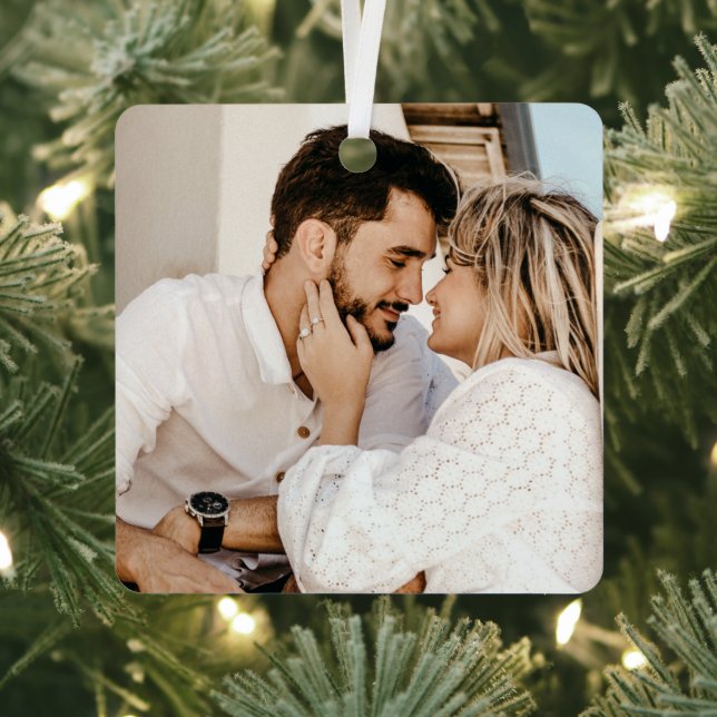 Modern Stylish Personalised Custom Couple Photo  Metal Tree Decoration (Insitu)