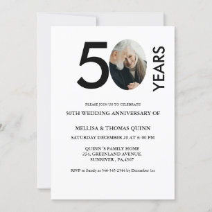 Modern stylish photo 50TH Wedding anniversary  Invitation