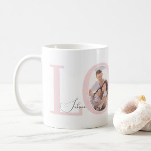 Modern Stylish Photo   LOVE Script Valentines Day Coffee Mug