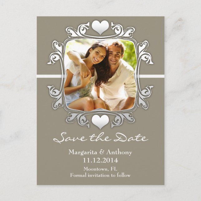modern stylish photo save the date postcards (Front)