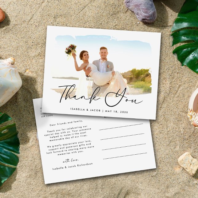  Modern Stylish Photo Wedding Thank You Postcard (Creator Uploaded)