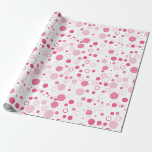 Modern Stylish Pink Circles And Dots  Wrapping Paper