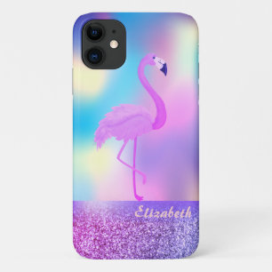 Modern Stylish Pink Flamingo Holographic Case-Mate iPhone Case