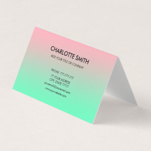 Modern Stylish Pink & Green Gradient Customisable Business Card