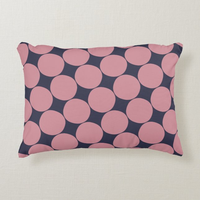 Modern Stylish Pink Polka Dot Decorative Cushion (Front)