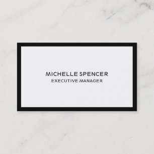 Modern Stylish Plain Black Borders White Business Card