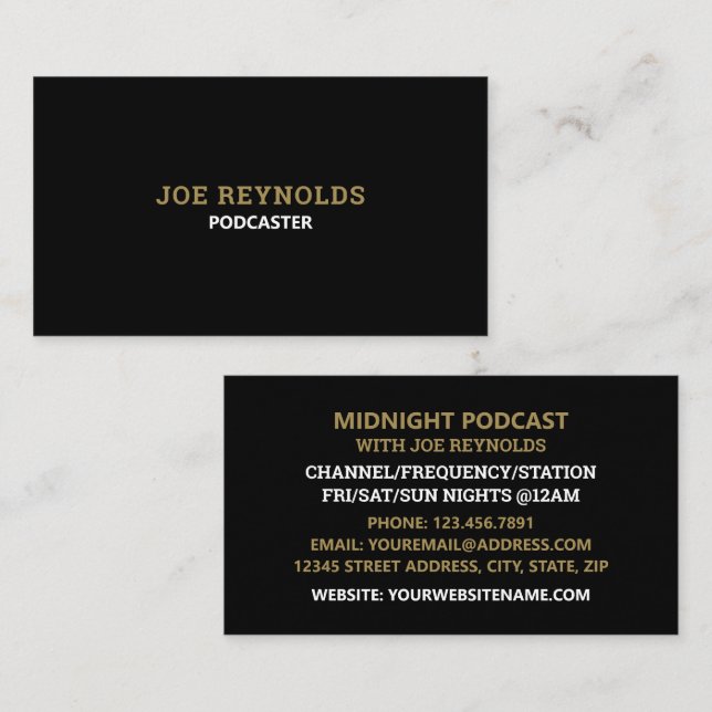 Modern & Stylish Podcaster, Podcast Business Card (Front/Back)