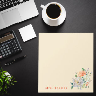 Modern Stylish Pretty Floral Teacher Appreciation Notepad