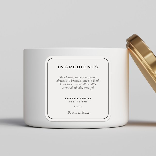 Modern Stylish Product Ingredients List Square Sticker (Creator Uploaded)
