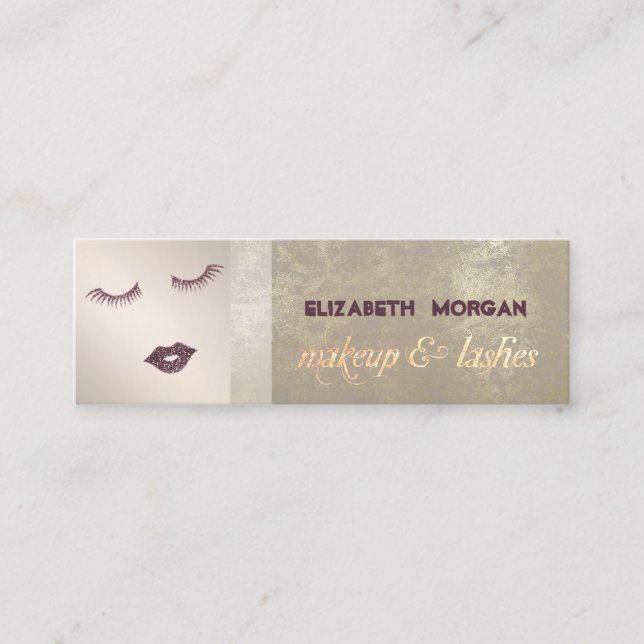 Modern Stylish Professiona,Glitter Lips,Lashes Mini Business Card (Front)