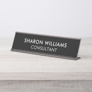 Modern Stylish Professional Black Minimalist  Desk Name Plate