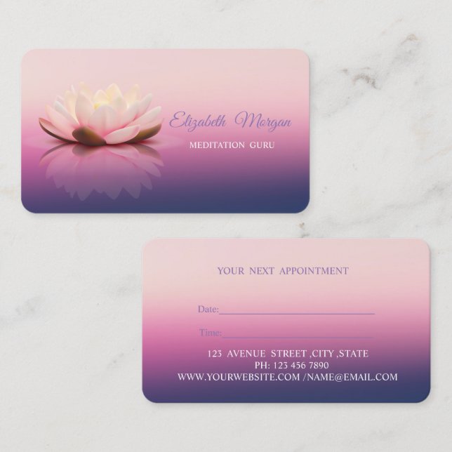 Modern Stylish,Professional Lotus Appointment Card (Front/Back)