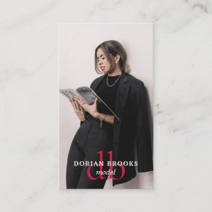 Modern Stylish Professional Model Photo Monogram Business Card
