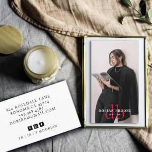 Modern Stylish Professional Photo Monogrammed Business Card