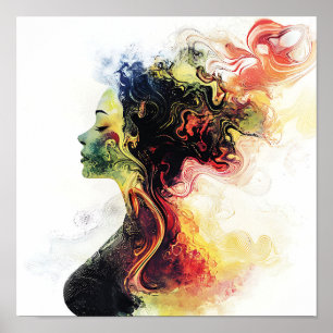 Modern Stylish Rainbow Abstract Beautiful Woman Poster