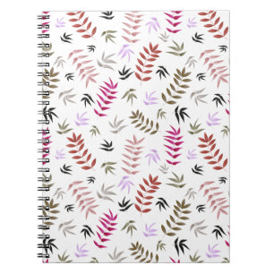 Modern stylish red & pink leaf pattern notebook