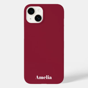 modern stylish red white script Personalized Name  Case-Mate iPhone 14 Case