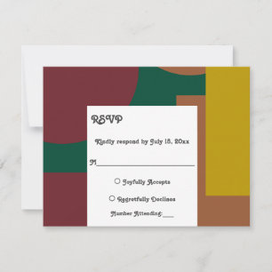 Modern Stylish Retro Colourful Abstract Art Weddin RSVP Card