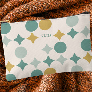 Modern Stylish Retro Pattern Monogram Accessory Pouch