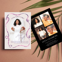 Modern Stylish Ribbon Frame Photo Birthday