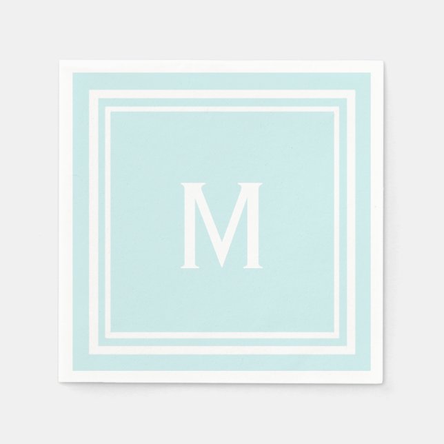Modern Stylish Robin's Egg Blue Custom Monogram Napkin (Front)