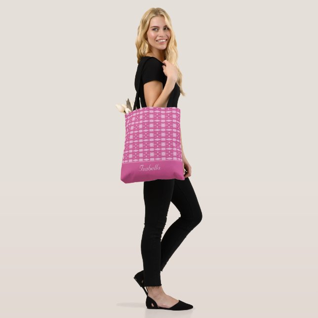 Modern stylish rose gold diamond pattern tote bag (On Model)