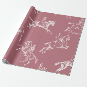 Modern Stylish Rose Gold Horseback Riding Toile Wrapping Paper