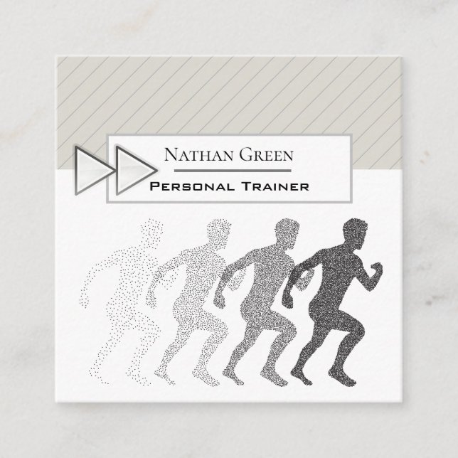 Modern Stylish Running Personal Trainer Square Business Card (Front)