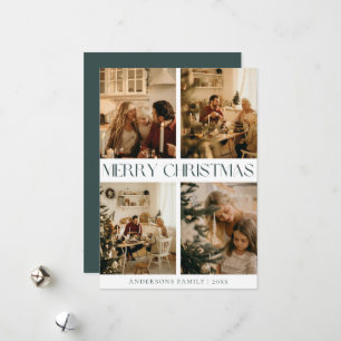 Modern Stylish Scandinavian Green Simple Christmas Holiday Card