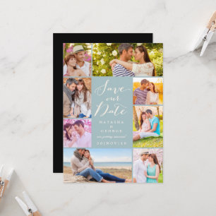 Modern Stylish Script 8 Multi Photo Save The Date Invitation