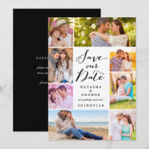 Modern Stylish Script 8 Multi Photo Save The Date
