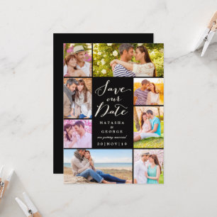 Modern Stylish Script 8 Multi Photo Save The Date Invitation