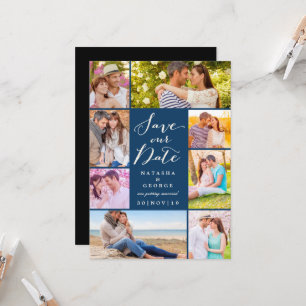 Modern Stylish Script 8 Multi Photo Save The Date Invitation