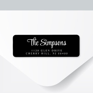 Modern Stylish Script Black Return Address